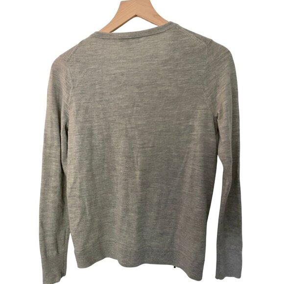 J. Crew Merino Merino Wool Asymmetrical Zip Sweater Grey Women's Size Medium - Picture 5 of 6